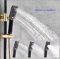 Noir et or espace aluminium ensemble de douche pluie salle de bain douche mitigeur robinet montage mural chaud froid douche Kit