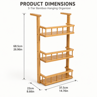 Étagère à épices moderne suspendue en bambou à 3 niveaux, organisateur latéral pour réfrigérateur, pour le rangement des bocaux, des bouteilles et des provisions dans la cuisine