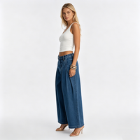 Jeans en denim décontractés amples plissés taille mi-haute style Y2K déchirés pour l'été – Vente en gros de haute qualité