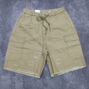 Custom <b>Men's</b> <b>Shorts</b> Mid Waist Drawstring Blank Color Canvas Casual Breathable 100% Cotton Distressed <b>Shorts</b> With Pockets - Product Image 2