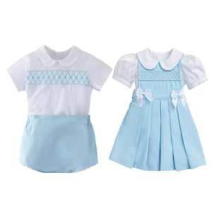 Trajes Clásicos, Vestidos para Niñas, Trajes Formales, Blusas Azul Marino para Niños Españoles, Conjuntos Cortos - Product Image 1