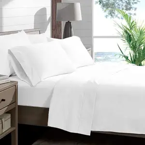 شرشف سرير قطن مصري 1000tc في تركيا أبيض منسوج حديث ملاءة سرير صلبة