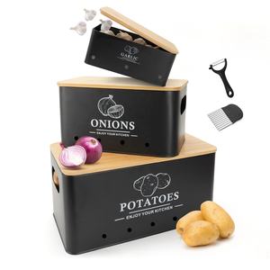 <b>Kitchen</b> Vegetable <b>Storage</b> Set of 3, Metal Onion Garlic Potato <b>Storage</b> Set, <b>Kitchen</b> Canisters Vegetable Keeper Containers - Product Image 1
