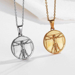 골드 Divinci Vitruvian 남자 펜던트 이탈리아 동전 고대 목걸이 사용자 정의 손수 Da Vinci Vitruvii 신화 보석 - Product Image 3