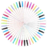 <strong>Best</strong> <strong>Selling</strong> Crystal Shine Eyelashes <strong>Brushes</strong> 50pcs Private Logo Diamond Eyelashes <strong>Brush</strong> Colorful <strong>Lashes</strong> Mascara <strong>Brushes</strong>