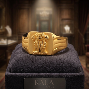 Anillo de Sello de Oro Sólido de 22K, Audaz y Masculino, para Hombre - Estilo Simbólico y Real para Compromiso, Boda, Aniversario, Fiesta o Regalo - Product Image 3