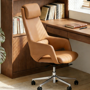 Chaise de bureau ergonomique confortable 360 °   Chaise de direction pivotante avec base en aluminium à 5 étoiles pour la maison et le bureau - Product Image 4