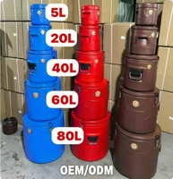 Ensemble de 5 seaux isothermes Mega de 80 L de capacité (5 L, 20 L, 40 L, 60 L, 80 L) pour centre communautaire
