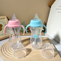 Biberon en silicone souple PP avec poignée, anti-fuite, léger, pour l'allaitement des nourrissons