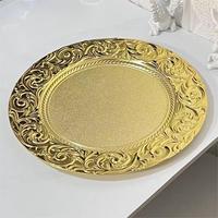 Assiettes de table rondes baroques de luxe de 13 pouces en plastique filigrane pour la fête de mariage