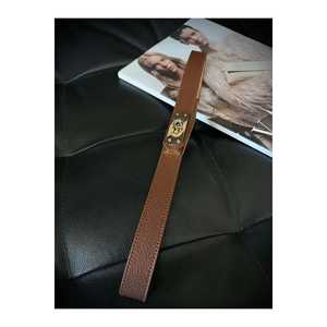 Ceinture pour femme en cuir véritable, cuir de vache, couleur unie, boucle à verrouillage automatique, design de boucle rectangulaire durable - Product Image 1