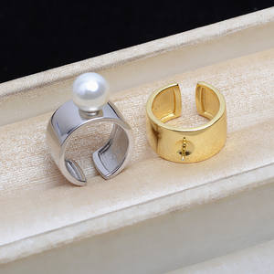 แหวนเงินแท้ S925 แบบเปิด ปรับขนาดได้ 9-12 นิ้ว 5322 พร้อมอุปกรณ์ตกแต่งมุก ตัวเรือนเปล่า สำหรับทำเครื่องประดับ - Product Image 1