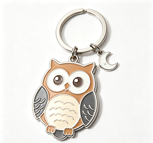 Custom Zinc Alloy Owl Keychain Enamel Metal Key <b>Ring</b> Epoxy Filled Pendant for Gift and Promotion - Product Image 1