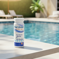 Kit de test 3-en-1 pour piscine et spa – Bandelettes de test de chlore pour piscine et eau du robinet – Kit de test d'eau de haute qualité