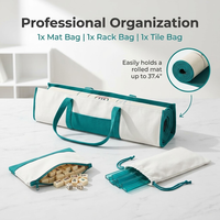 Sac de voyage de loisirs Mahjong en toile à imprimé lettres contrastées, avec fermeture éclair, sangle latérale, tapis de table pliable suspendu et trousse de maquillage