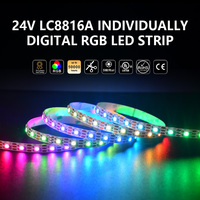 Bande LED RVB adressable flexible haute densité en forme de S, 60 LED/m, 24 V, 12,5 W/m, PCB en forme de serpent, programmable