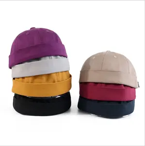 Chapéus masculinos de skullcap, chapéus para homens, gorro de marinheiro, sem aba, robusto, chapéu de algodão retrô com ajustável