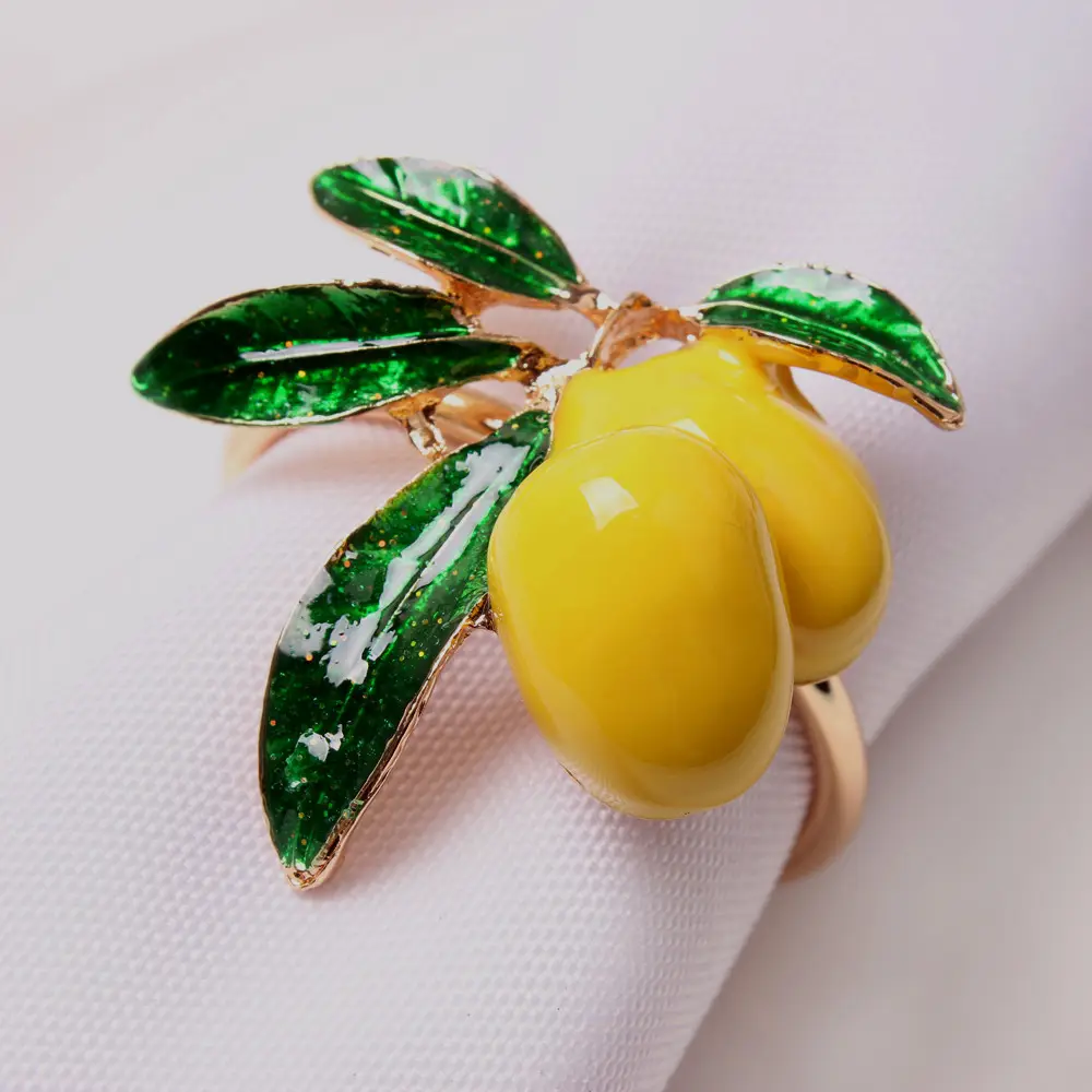 Ornamento de mesa para servilletas de limón, anillo de Metal para servilletas de frutas, anillo Simple de cereza
