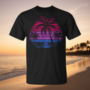Camiseta Bisexual Palm Trees Sunset Pride Colors, camiseta de manga corta unisex para adultos - Product Image 3