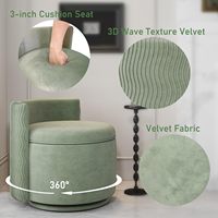 Fauteuil d'appoint pivotant à 360 degrés moderne, rembourré en mousse, avec rangement, ottoman, revêtement en velours, baril, salon, salle de maquillage, chambre à coucher