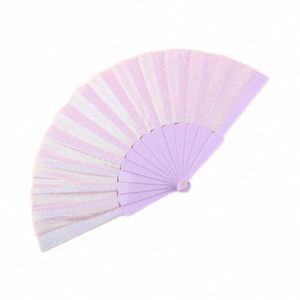 Abanico de Mano de Plástico con Purpurina de Estilo Clásico de 23 cm, Ecológico e Impermeable, para Baile Decorativo, Venta al por Mayor - Product Image 4