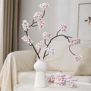 Branche de fleur de poirier artificielle Meng Jie, fleur en soie blanche et rose pour la décoration de la maison, mariage, arrangement floral - Product Image 3
