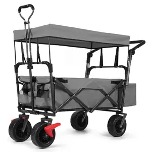 Hete Verkoop 2024 Nieuwe Outdoor Tuinkar Opvouwbare Camping Trolley Vouwwagen Met Luifel