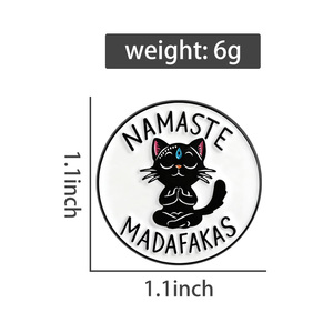 Pin Enamel Namaste Madafakas Lucu Yoga Zen Kucing Hitam Bros Hewan Peniti Kerah Perhiasan Hadiah Grosir - Product Image 6