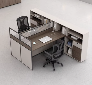 Bureau <span class=keywords><strong>de</strong></span> travail moderne et simple pour employés avec écran <span class=keywords><strong>de</strong></span> séparation et casier intégré - Product Image 6