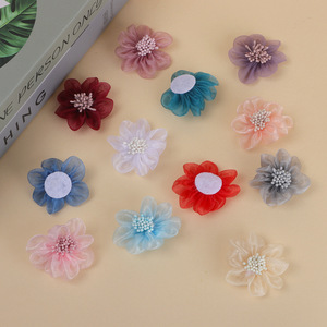 ดอกออร์แกนซ่าทำมือขนาด 5 ซม. อุปกรณ์ตกแต่งเครื่องประดับ DIY สำหรับผม เสื้อผ้า ของตกแต่งงานฝีมือ - Product Image 2