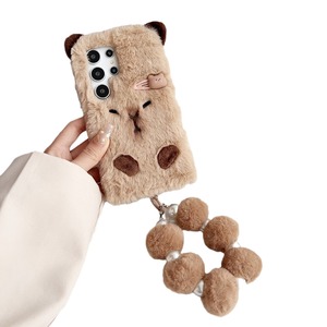 BT phim hoạt hình capybara sang trọng Lông Điện thoại trường hợp Galaxy A20 A30 A50 A70 A60 A40 a10s S8 S9 S10 Plus S10E dễ thương Fluffy bìa với mặt dây chuyền - Product Image 1