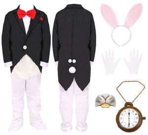 KIDS MR WHITE RABBIT COSTUME CHILD FANCY DRESS OUTFIT BOYS GIRL EASTER BUNNY