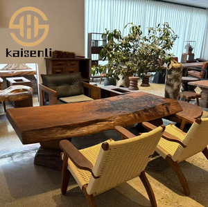 Wholesale Solid <b>Wood</b> Live <b>Dining</b> <b>Table</b> <b>Rustic</b> Luxury Walnut Furniture for Restaurant Interior and Hospitality Projects One Piece - Product Image 1