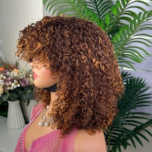 Perruque bouclée à franges en cheveux humains vierges doublement étirés, de haute qualité, best-seller, à bon prix - Product Image 2