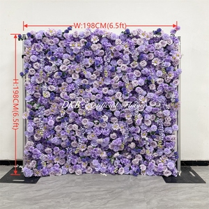 Wholesale Handmade 8ft X 8ft 3D Roll up Big Purple Rose Flower <b>Wall</b> Backdrop <b>Panel</b> Large Artificial for Wedding Event Decor - Product Image 2