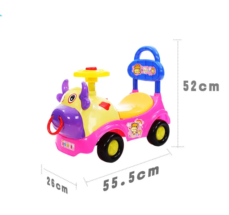 hot sales 2018 new cow cartoon model design baby walker scooter with wheels pushing cart twist car