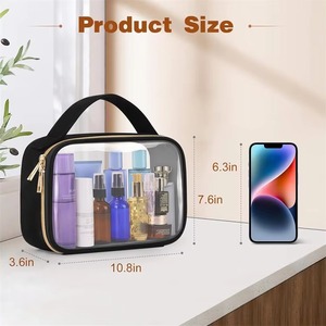 Borsa per Cosmetici <span class=keywords><strong>Trasparente</strong></span> Impermeabile da Viaggio con Logo Personalizzato Alta Qualità con Cerniera in PVC e Manici - Product Image 4