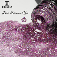 ICE NOVA Vernis Gel Laser Brillant Effet Diamant Rouge Rose Doré Soak Off Scintillant pour Printemps Été Vernis UV Sans HEMA