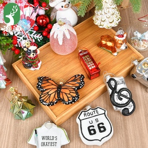 Decorações de Natal Luxuosas Feitas à Mão, Criativas com Cena de Borboleta e Cachorrinho em Pendentes de Vidro para Arranjo Festivo de Árvore - Product Image 2