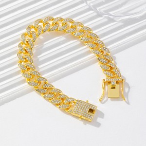Collier en acier inoxydable plaqué or 18 carats pour homme Chaîne cubaine à maillons en zircon Bijoux hypoallergéniques anti-ternissement Chrétiens géométriques - Product Image 3