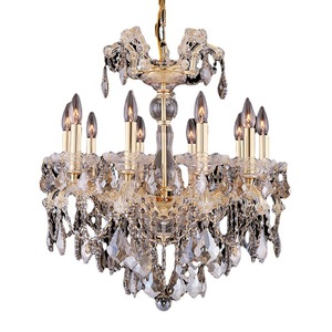 Stainless Steel <b>Chandelier</b> E26 Bulb Base 3500K Warm White LED Living Room Pendant Light with Gold Body Adjustable Height Mounted - Product Image 4