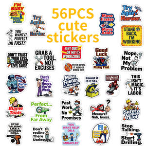 Adesivi con frasi divertenti per cantiere edile, 56 pezzi, decorazioni creative con testo per cassetta degli attrezzi, casco, fai da te, vendita all'ingrosso. - Product Image 6