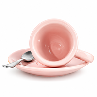 Ensemble tasse et soucoupe à expresso en céramique rose classique, écologique, 250 ml, pour expresso, cappuccino, latte, thé, maison, cuisine