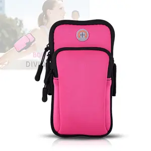 # AZB350 Benutzer definiertes Logo Wasserdichte Kopfhörer löcher Promotion Telefon taschen Laufen Sport Arm Tasche Handy hülle Neopren Armband