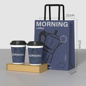 Emballages à emporter en gros pour café, thé, bière, recyclables, avec logo personnalisé, gobelets en papier et sacs en kraft pour tailles simple/double - Product Image 5