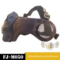 Masque facial demi-couvre-oreilles et bouche Fengjian V18 Skull Edition en TPR+1000D DuPont, tactique, anti-impact, pour compétition et cosplay
