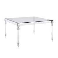 Table basse carrée en acrylique transparent avec plateau en verre, design contemporain, meubles pour la maison, pour le salon