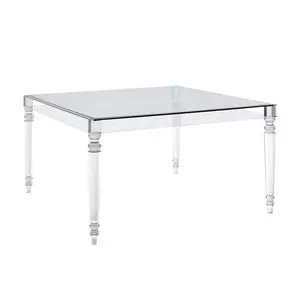 Tables d'accent en acrylique transparent Table basse carrée en acrylique avec dessus en verre