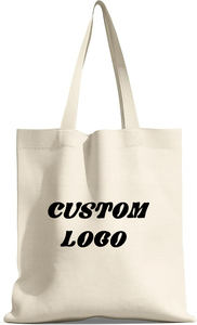 Bolsas de algodón de compras reutilizables con logotipo impreso personalizado, tela tejida de lona en blanco Lisa personalizada promocional - Product Image 2