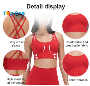 <b>Top</b> One China Athletic Workout Padded Racerback Crossover Fitness <b>Strappy</b> Yoga Sports Bra For Big Breast - Product Image 3